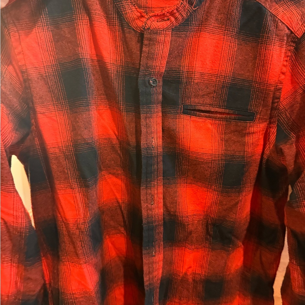 Ovadia & Sons Men's Red Plaid Shirt, M